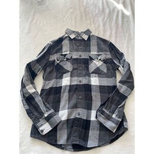 Men’s Mossimo black white and gray casual button-down flannel athletic fit size